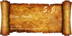 Sier Jenő névjegykártya
